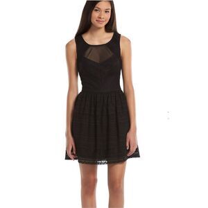Trixxi Cocktail Dress Mini Size Small 5 Open Back Black Eyelet Sheer New Tags